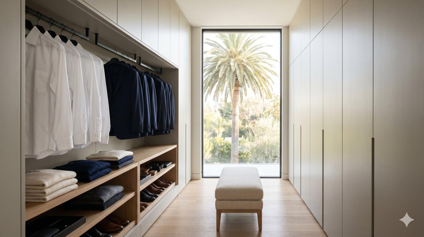 Walk-in closet with palm view Los Angeles