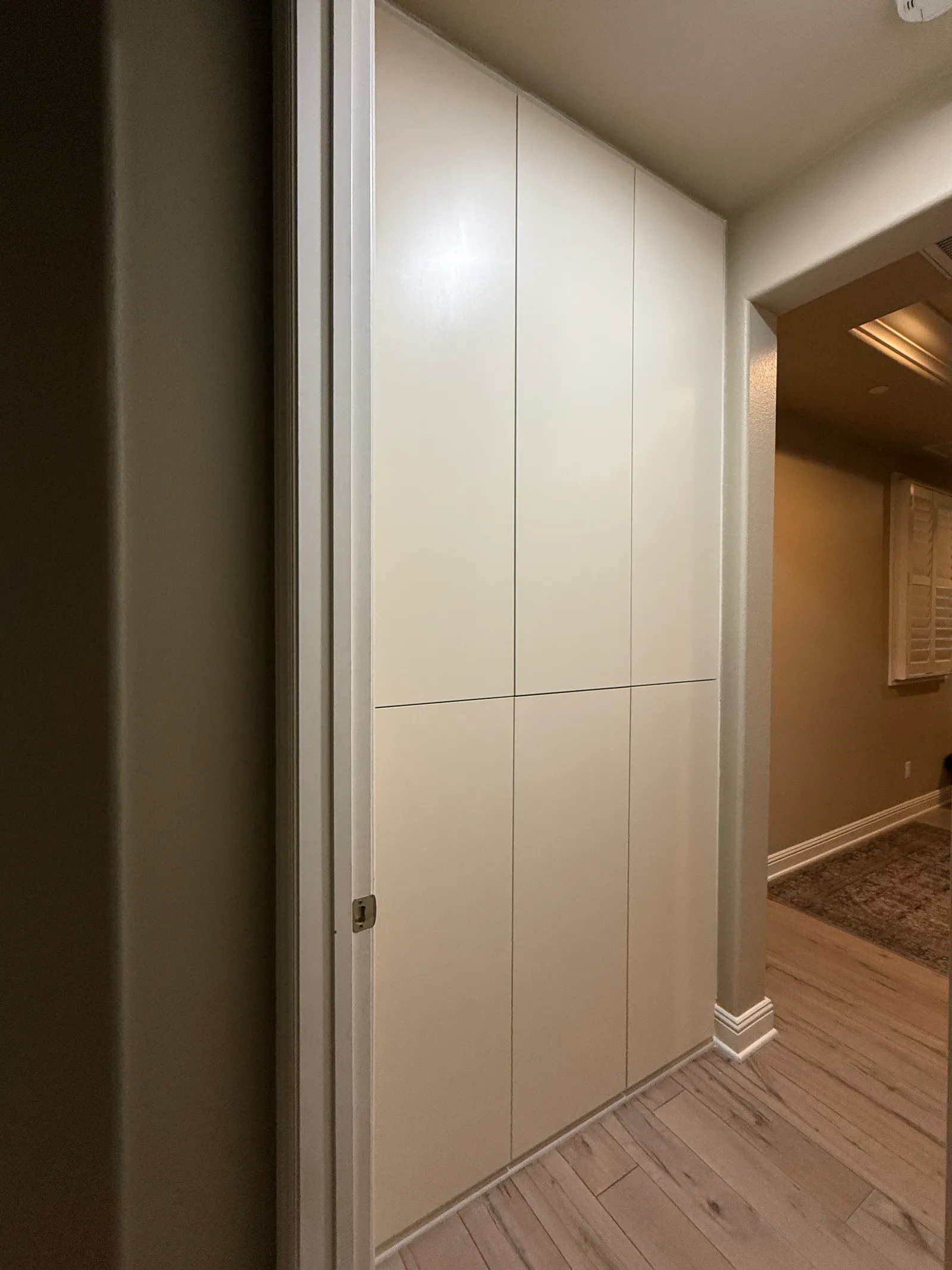 Full-height white melamine utility closet built into a Porter Ranch hallway